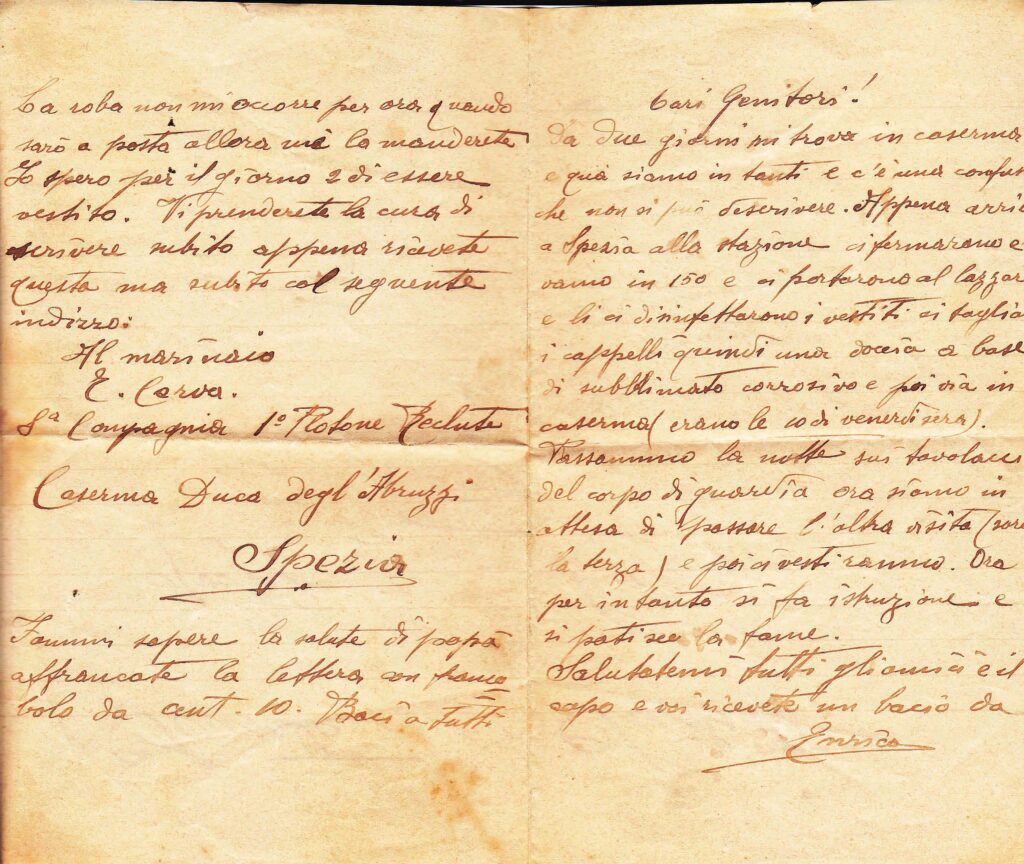 Lettera soldato proveniente dall’Archivio di Scrittura Popolare Vigevano